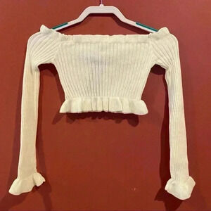 Nasty Gal White Crop Long sleeve